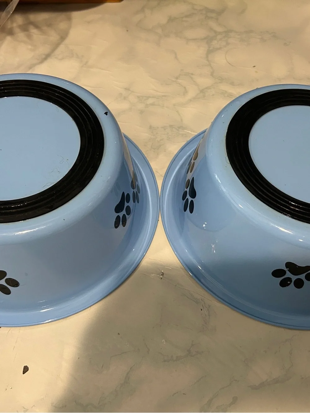 Source Unknown Light Blue Paw-Print Stainless Steel Dog Bowl Pair